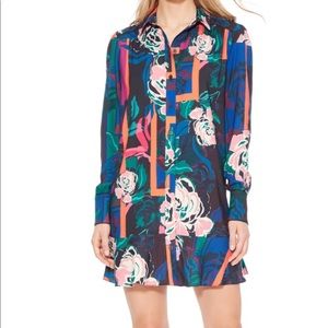Norma printed Flounce long sleeve shirt dress